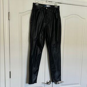 Old Navy Black Faux Leather Trousers 6 LONG TALL